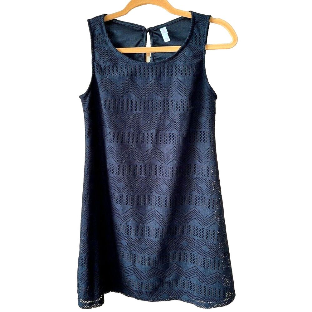 Xhilaration Crochet Lace Mini Dress Chevron Sleeveless Black Short S